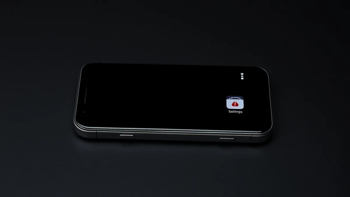 Illustration: A smartphone rests on a flat surface with its screen displaying a blank settings interface.