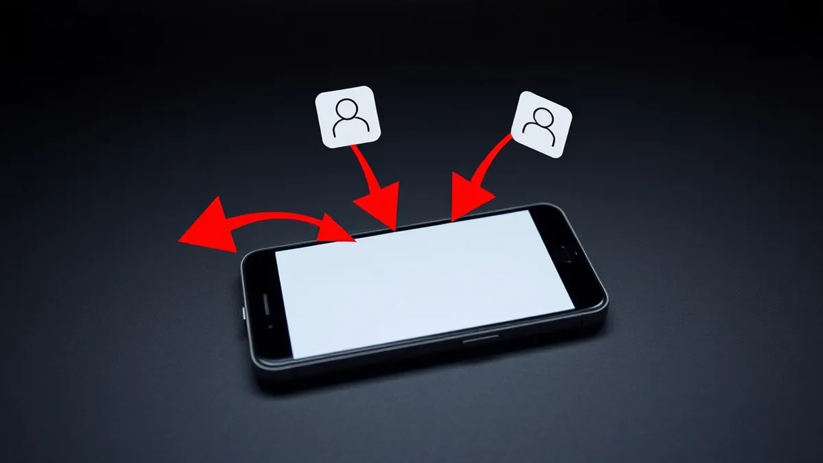 Illustration: A smartphone rests on a desk, its screen displaying a blank utility app interface.