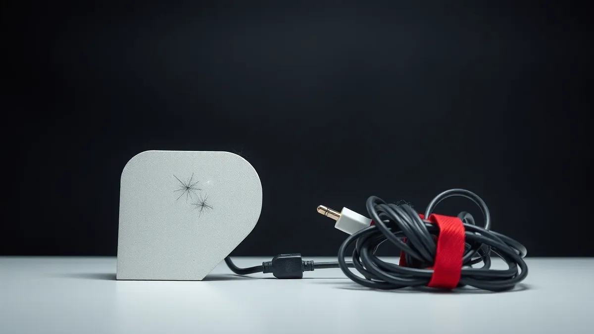 Illustration: A familiar bookmark icon rests on a clean desk beside a tangled knot of cables.