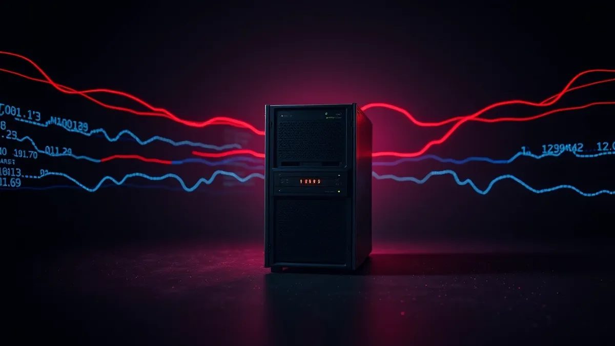 Illustration: A solitary server sits in a darkened room, isolated from the main network by visible air gaps.